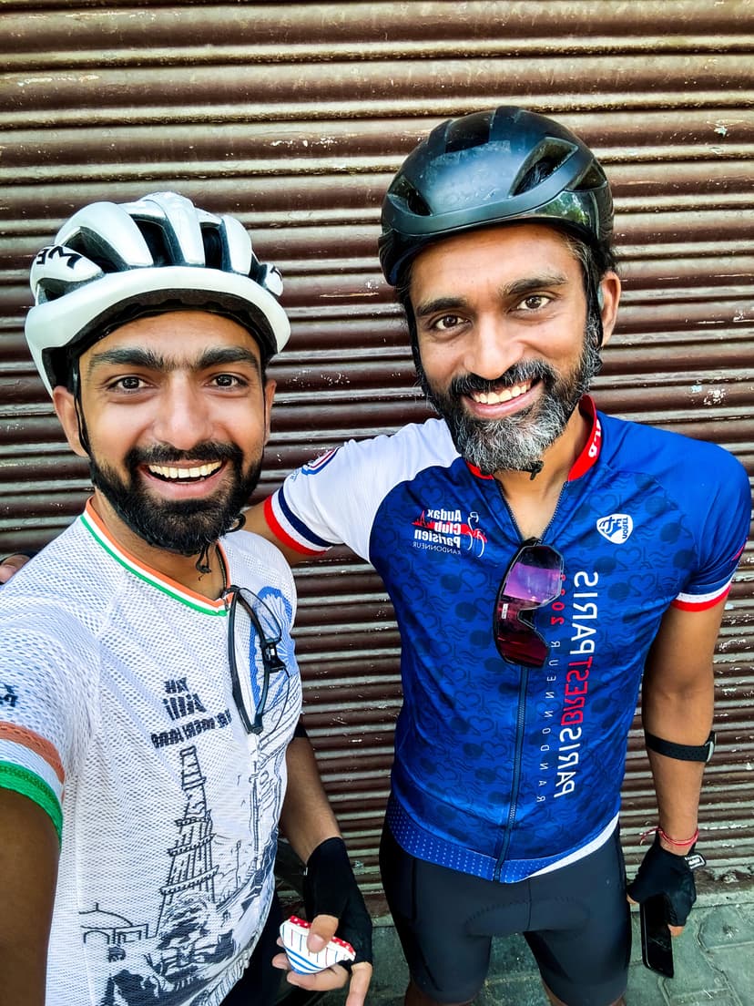 Hitesh with cycling partner