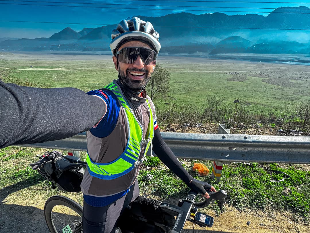Hitesh on mountain cycling adventure